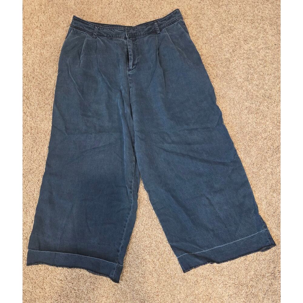 Club Monaco denim gaucho three quarter wide pants sz 2